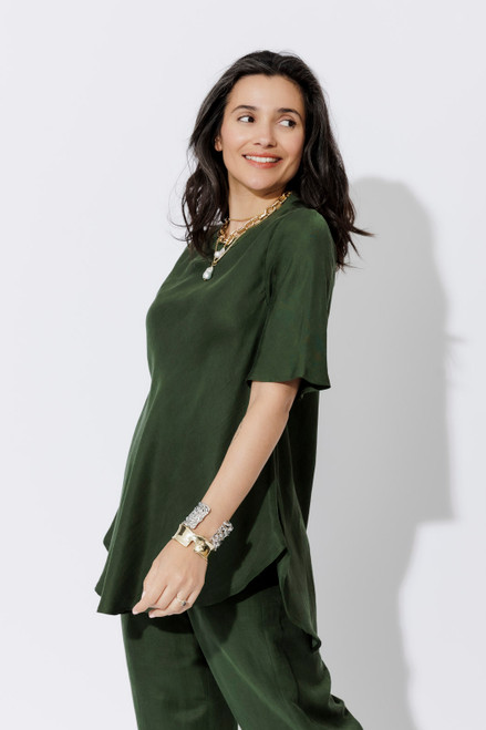 Forest Cupro/Linen Bias Top