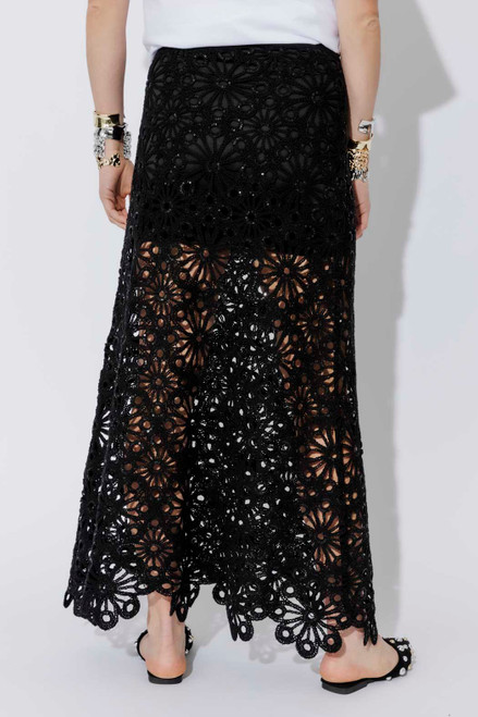 Black Luxe Cotton Crochet Skirt