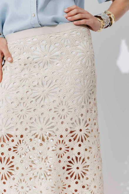 Ivory Luxe Cotton Crochet Skirt