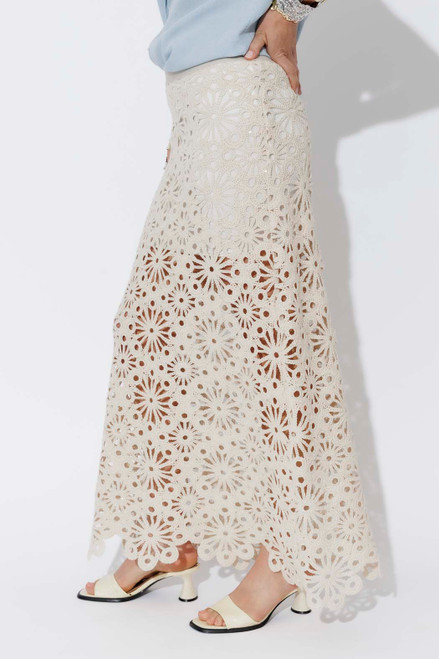 Ivory Luxe Cotton Crochet Skirt