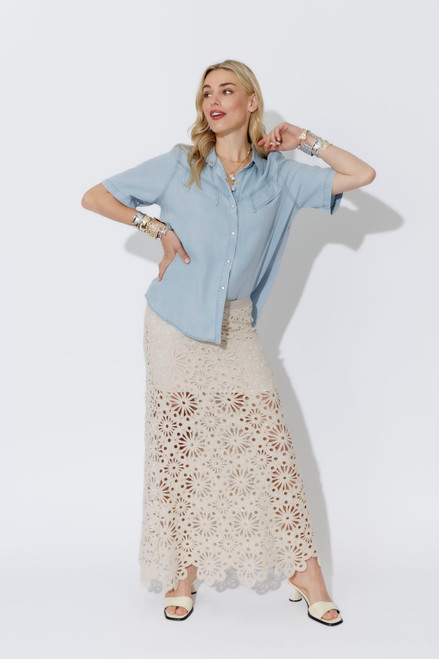 Ivory Luxe Cotton Crochet Skirt