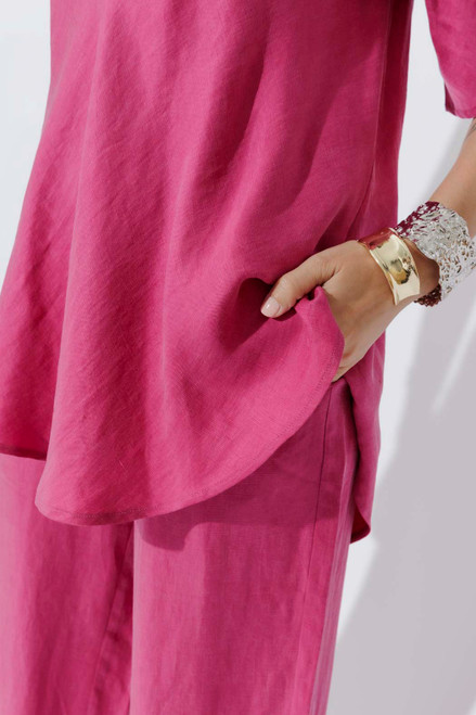 Raspeberry Cupro/Linen Bias Top