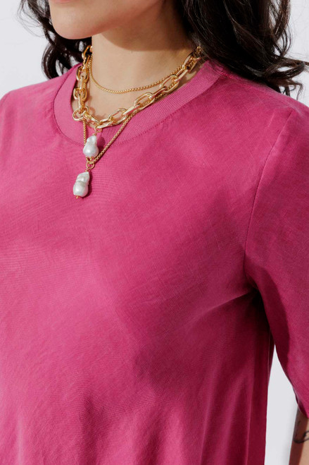 Raspeberry Cupro/Linen Bias Top