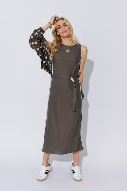 Pewter Washed Linen Bias Dress
