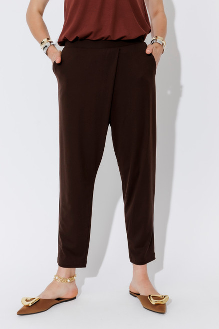 Chocolate Tencel Fold Front Pant