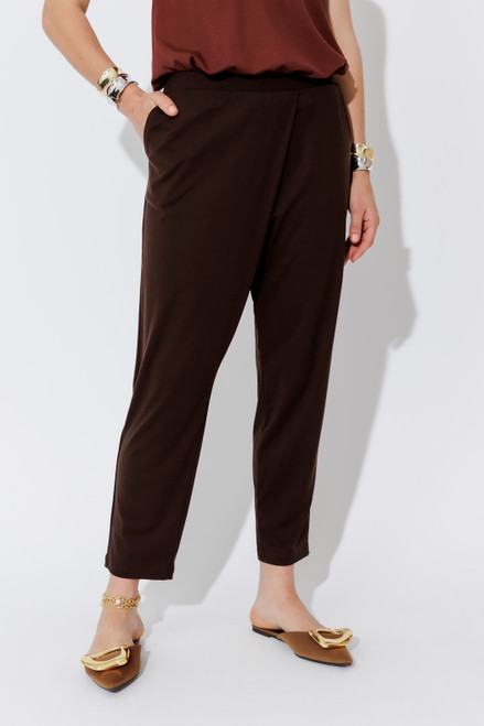Chocolate Tencel Fold Front Pant