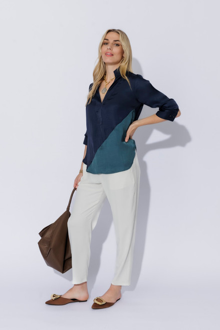 Navy Spliced Milan Blogger Shirt