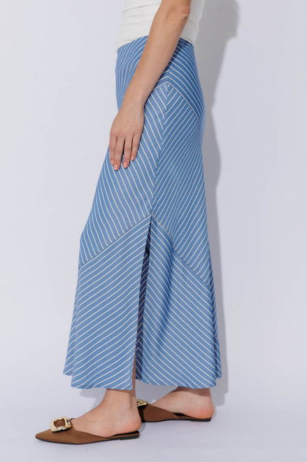 Stripe Soft Denim Bias Skirt