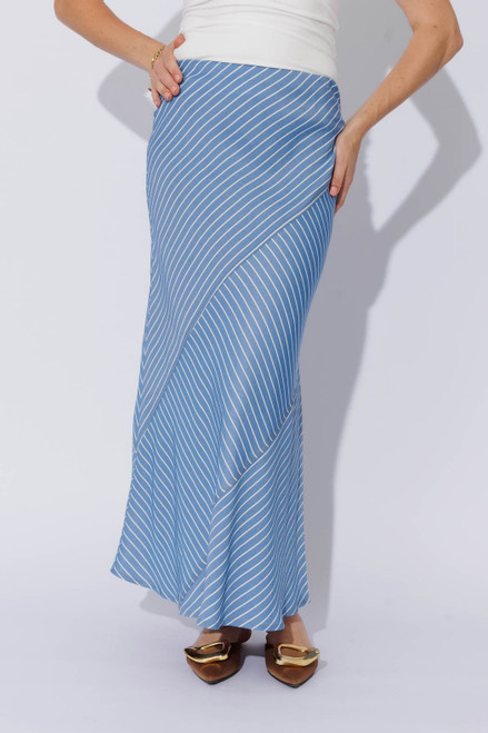 Stripe Soft Denim Bias Skirt