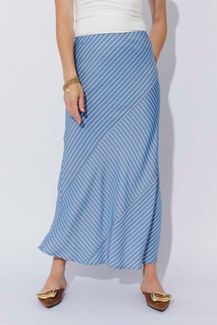 Stripe Soft Denim Bias Skirt