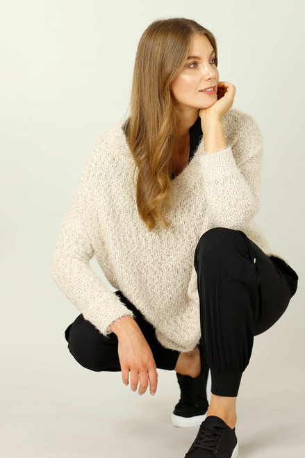 Ivory Fluffy Vee Top