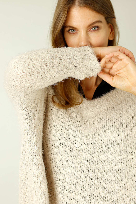 Ivory Fluffy Vee Top