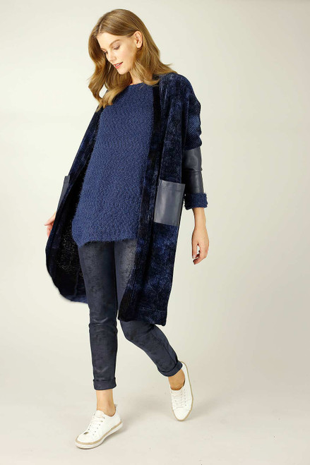 Navy Velour Tie Dye Cardigan - FINAL SALE
