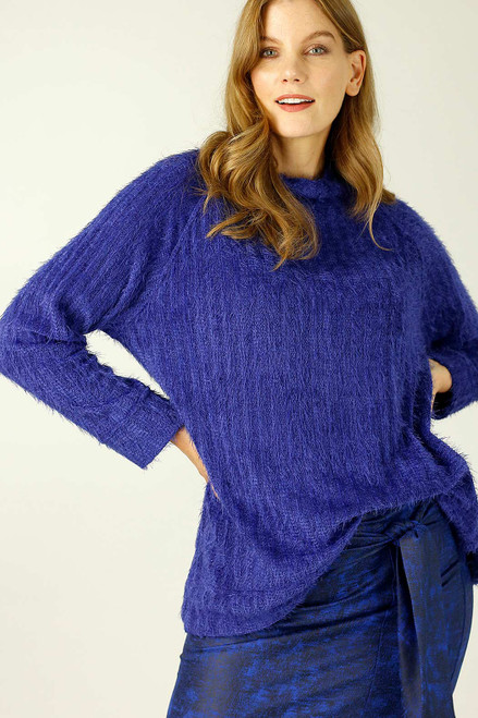 Cobalt Eyelash Knit Turtle Jumper