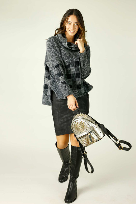 Charcoal Fur Turtle Neck