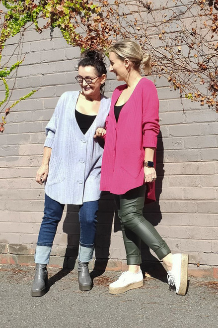 Pink Rib Grandpa Cardigan