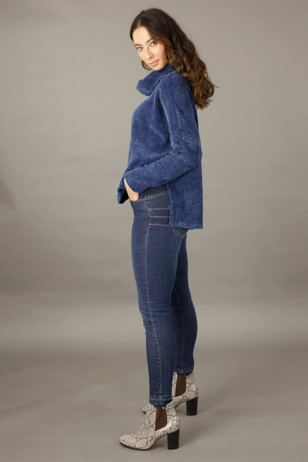 Blue Velour Turtle Neck - FINAL SALE