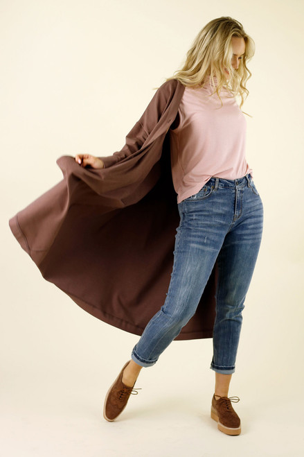 Dusty Mauve Cotton Maxi Cardigan - SALE