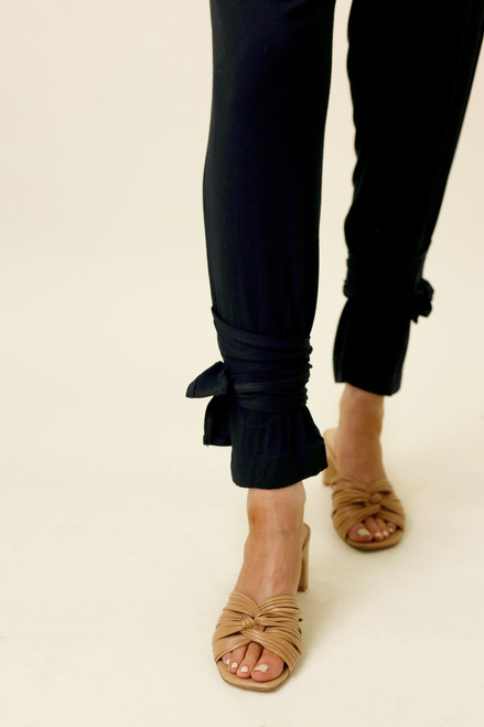 Black Bamboo Tie Slouch Pant - FINAL SALE