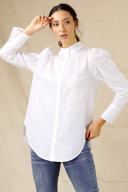 White Cotton Statement Blouse - SALE