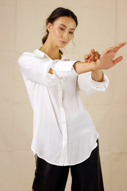 White Seta Boyfriend Shirt - SALE