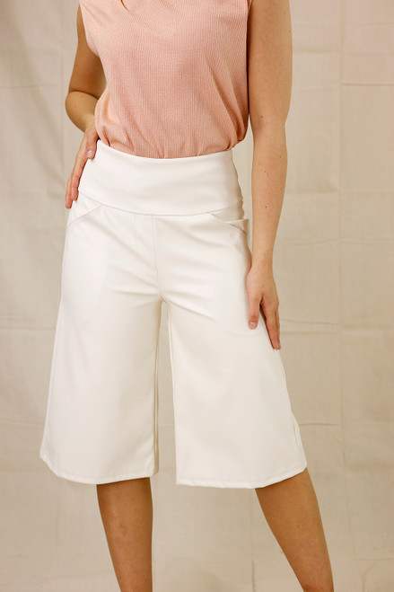 Ivory Faux Leather Short - SALE