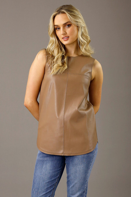 Mocha Vegan Leather Matrix Cami - FINAL SALE