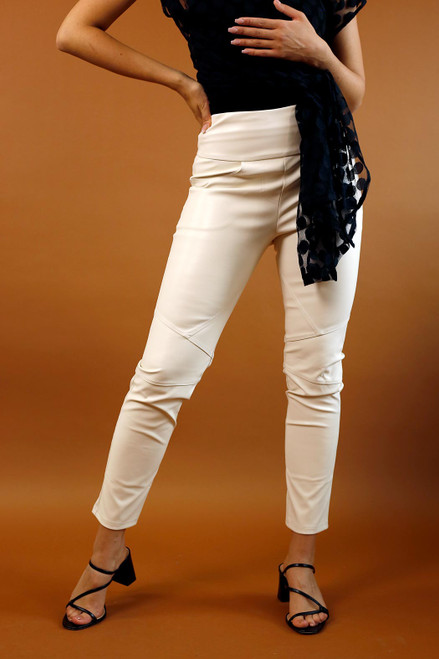 Ivory Vegan Leather Biker Pant - SALE