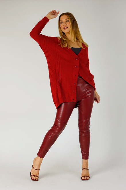Red Cable Cardi