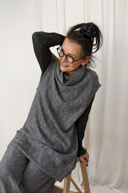 Grey Cosy Cowl Vest