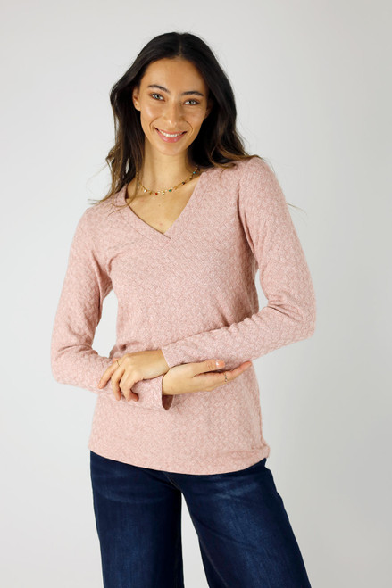 Pink Sparkle V-Neck Top