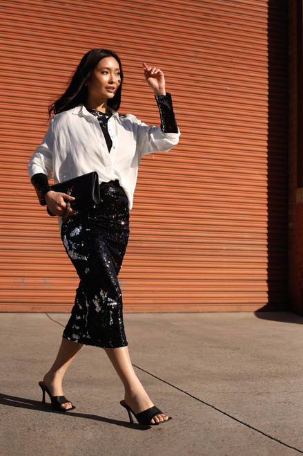 Black & Silver Sequin Skirt