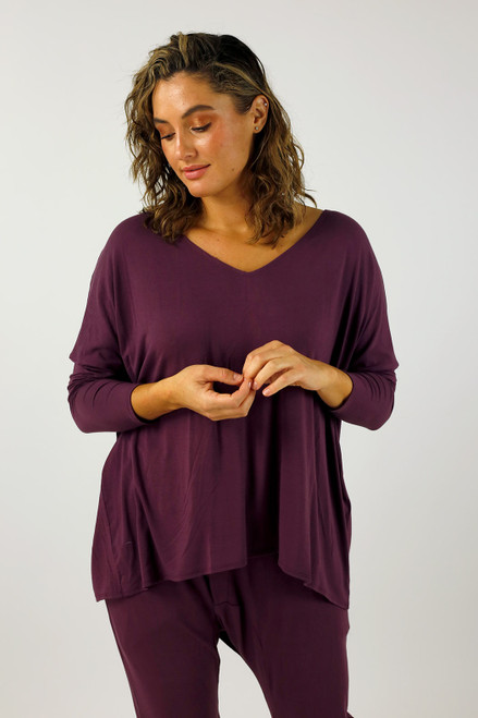 Rose Brown Bamboo Slouch Top