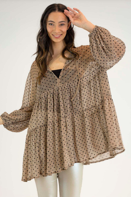 Gold Spot Mesh Tiered Top - FINAL SALE