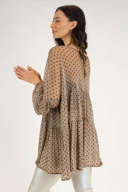 Gold Spot Mesh Tiered Top - FINAL SALE