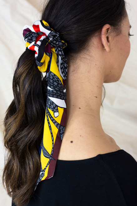 Yellow and Black Patchwork Scrunchie