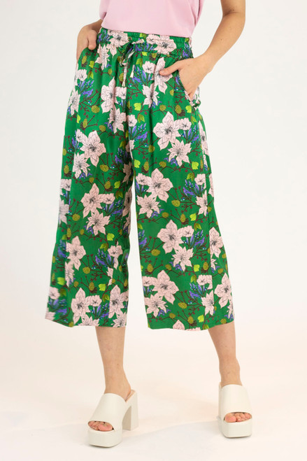 Green Silky Crop Culottes