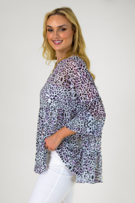 Lilac Animal Mesh Tiered Top - FINAL SALE