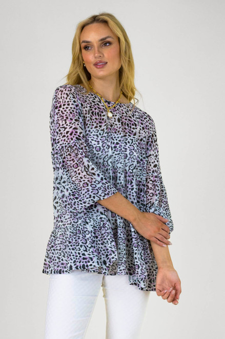 Lilac Animal Mesh Tiered Top
