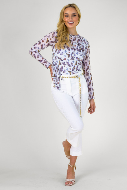 Butterfly Mesh Ruffle Top - FINAL SALE
