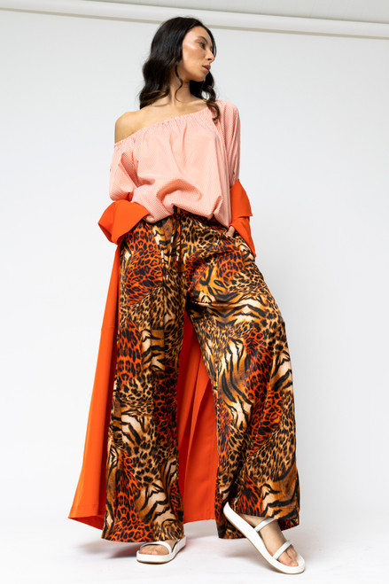 Orange Animal Silky Long Culottes - FINAL SALE