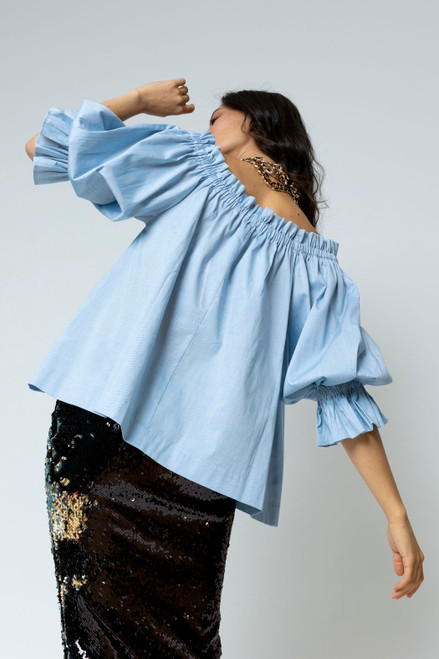 Chambray Cotton Off Shoulder Top - FINAL SALE