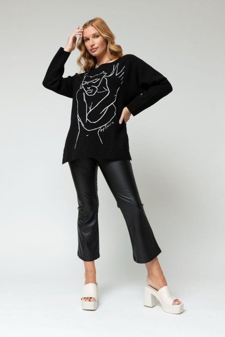 Black Jacquard Bodycon Jumper