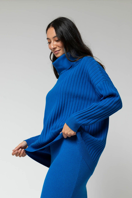 Cobalt Cable Roll Neck Jumper