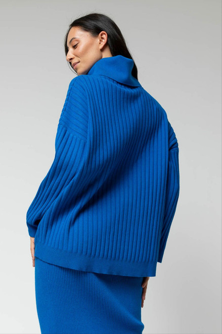 Cobalt Cable Roll Neck Jumper