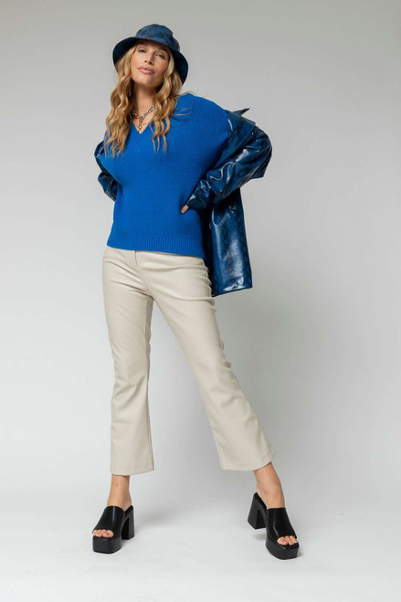 Cobalt Slouch V Neck Jumper