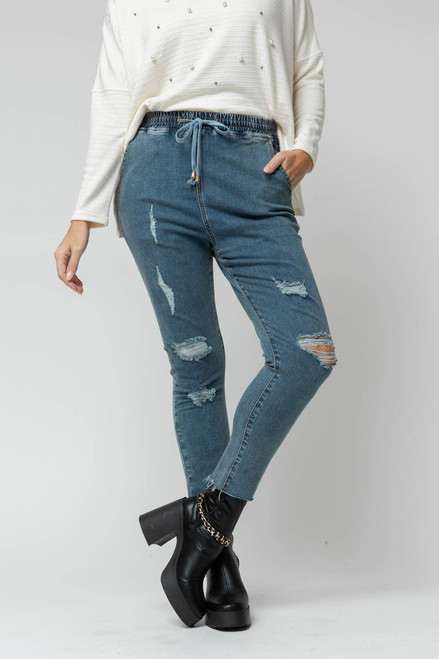Denim Drawstring Jean - FINAL SALE