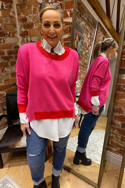 Pink / Red Two Tone Knit