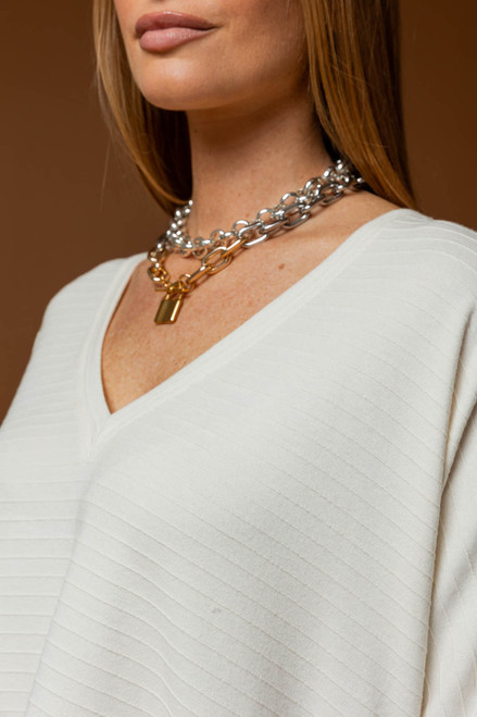 Ivory Ava V Neck Jumper - FINAL SALE