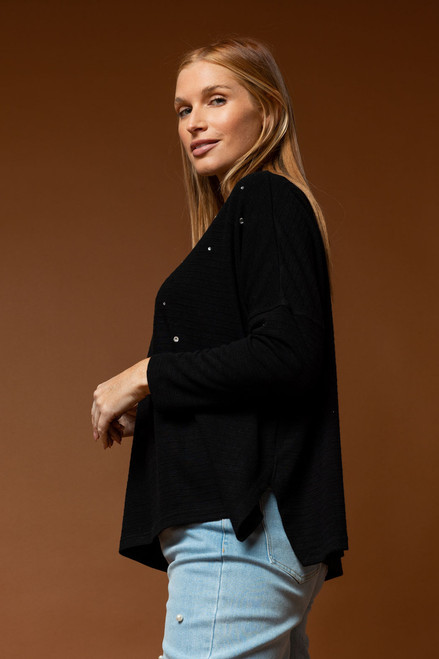 Black Diamante Crew Jumper - FINAL SALE